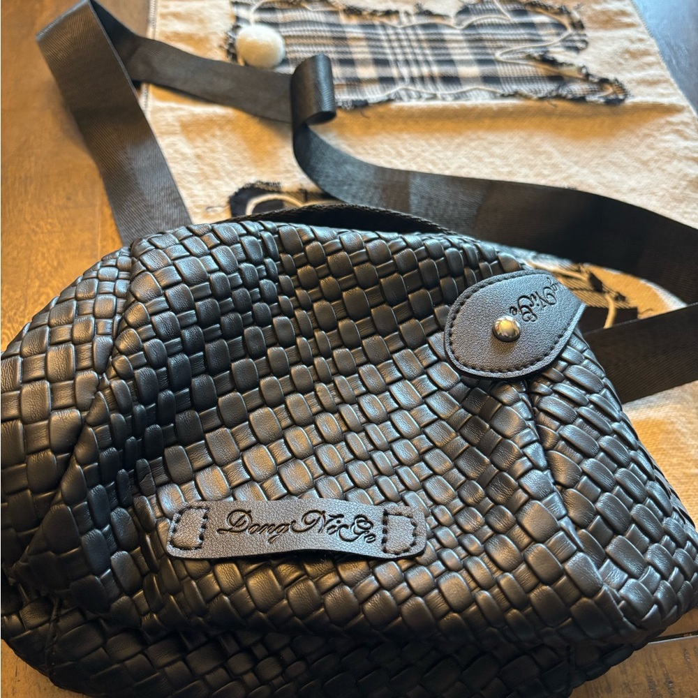 Black Woven Crossbody Bag